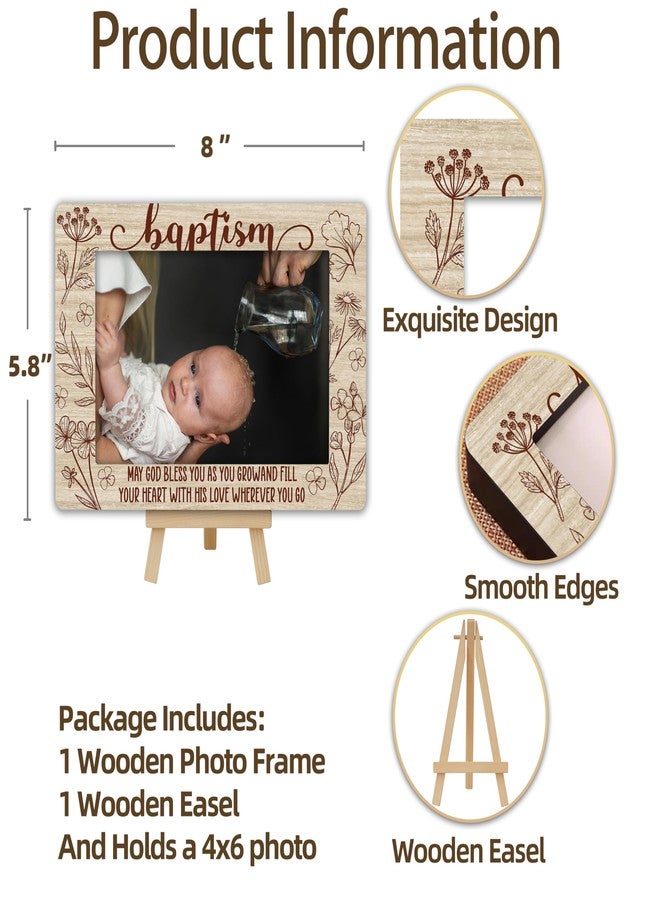 OXRUN Baptism Picture Frame, Blessings Baptism Gifts from Godparents, 4x6 Wooden Photo Frame with Easel, New Baby Christening Religious Gifts - A02 - Image 2